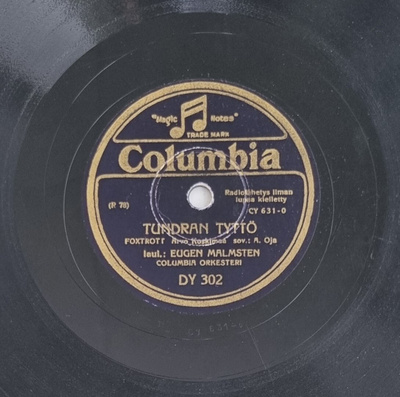 Savikiekko 1939 - Eugen Malmsten - Columbia DY 302