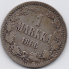 1866 1 markka kl4 tummunut - pikkukuva 1
