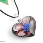 1035 .. Käsintehty Sydän Lampwork Taidelasi .. Kaulakoru - pikkukuva 1