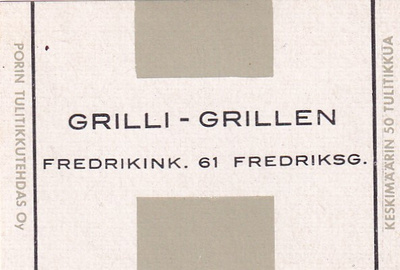 Grilli - Grillen, Fedrikink. 61 Helsinki ?   8/15