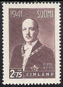 1941 Presidentti Risto Ryti 2:75 mk ** LaPe 245 W I 19 mm