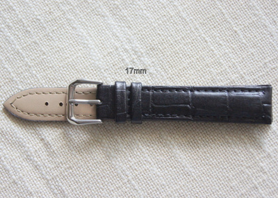 17mm nahkaranneke -  musta