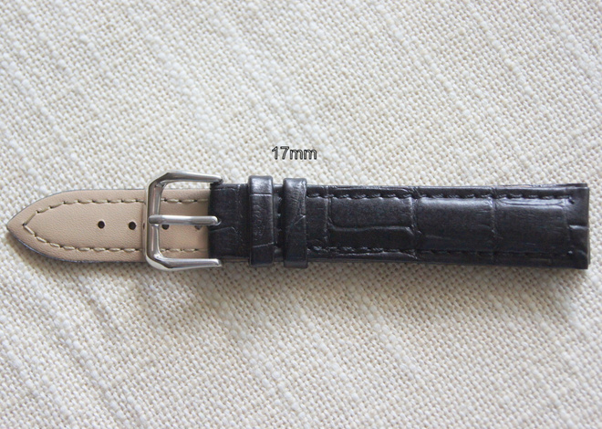 17mm nahkaranneke -  musta