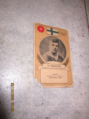 1920-luvun urheilukeräilykortti: Ville Pörhölä (Kuulantyönt