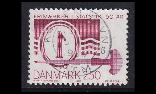 Tanska 771 o Teräskaiverrepainopostimerkit 50v (1983)