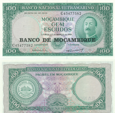 Mozambique 100 Escudos 1961 P117 #396