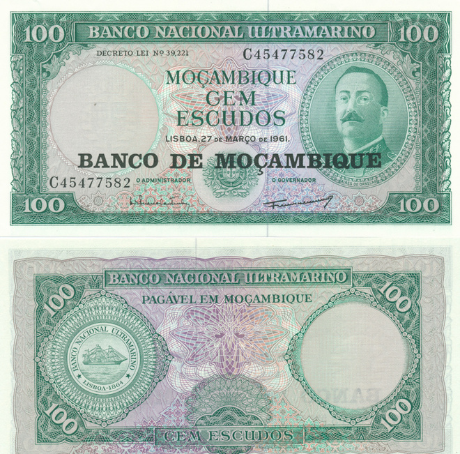 Mozambique 100 Escudos 1961 P117 #396