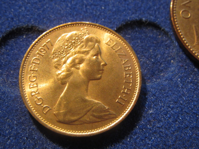 2 new pence 1977. Elisabeth II. Iso-Britannia