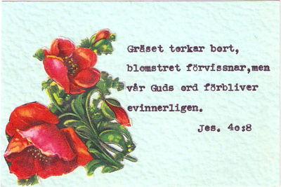 Kiiltokuva "Gräset torkar bort..." Koko 12x8cm