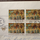 YK FDC-kuori Brazilian Peace Mural 4 postimerkkiä 1974 - pikkukuva 2