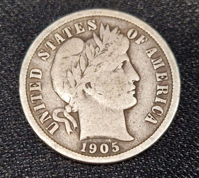 USA Barber dime 1905