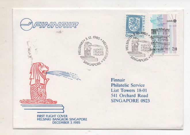 1 lento HKI- SINGAPORE 1985  FINNAIR