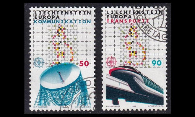 Liechtenstein 937-8 o Europa tietoliikenne (1988)
