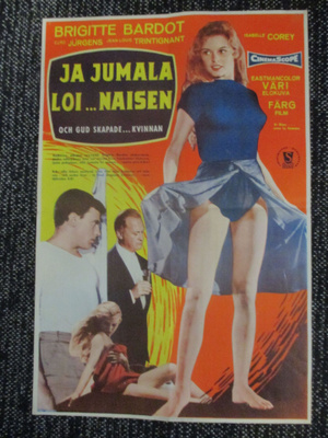 Ja Jumala loi...naisen (1956) Bardot - vanha elokuvajuliste