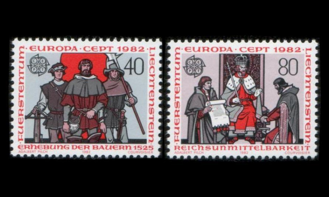 Liechtenstein 791-2 ** Europa historiallisia tapahtumia (198