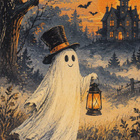 Halloween kummituksella silinterihattu - pikkukuva 1