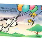 "°TÄÄLTÄ TULLAAN TERVEHDYSTEN KERA!°" -KORTTI / Tenavat - pikkukuva 1