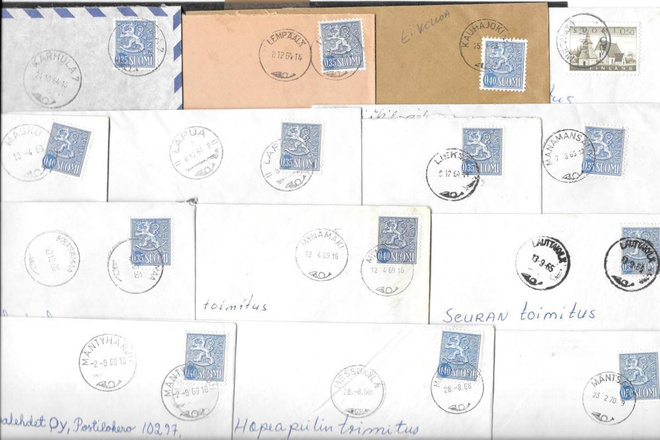 Postilähetyksiä erä 75kpl (1963 käyttösarjaa)