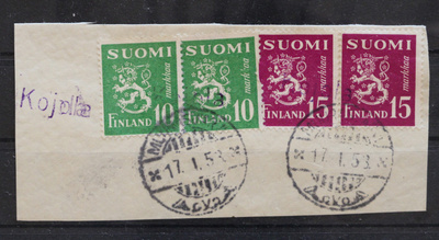 # 23650 # Pp Kojola + Muurasjärvi - M-30 leike 1953