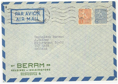 M54 1955 lentokirje Hollantiin