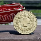 Pronssinen Suomen punainen risti mitali.  Halkaisija - 27 mm - pikkukuva 2