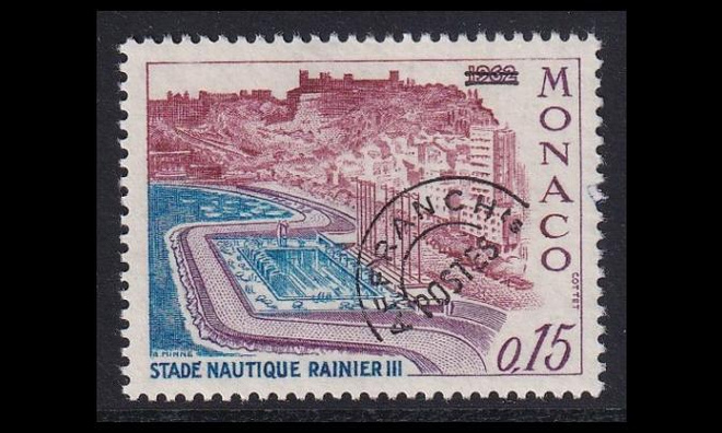 Monaco 869 ** Ennakkomitätöintimerkki uimastadion (1967)