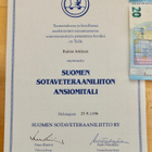 Luovari+ Saatekirje Sotaveteraaniliitto Ansiomitali Kenraali - pikkukuva 2