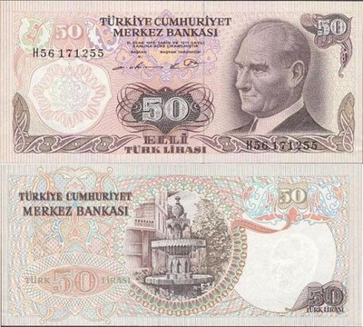 Turkki Turkey 50 Lirasi 1976 (P-188a) UNC