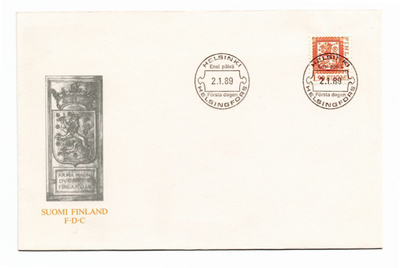 1,90  keltainen, ensipäivän leima 2.1.1989