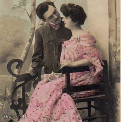 RAKKAUS / Komea tumma mies ja lady vierekkäin. 1900-l.