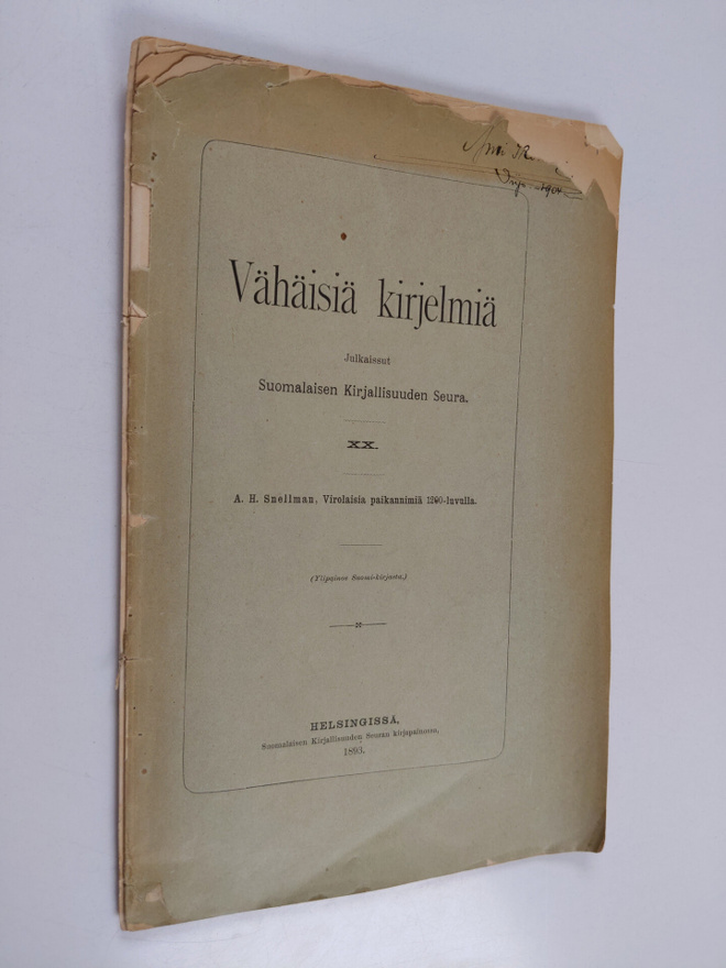 A. H. Snellman : Virolaisia paikannimiä 1200-luvulla