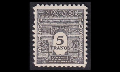 Ranska 647 ** Riemukaari 5 Fr (1944)