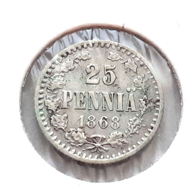 25 penniä 1868 SNY 268.1.2. Harvinainen