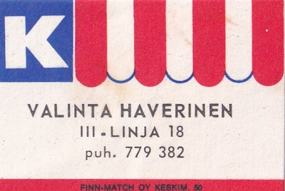 Helsinki.  K Valinta Haverinen, III- linja 18    b585