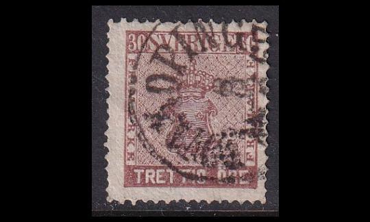 Ruotsi 11a o Vaakuna 30 öre punertavanruskea (1858)