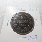 10 penniä 1909 tasaisesti painoitunut kulkematon raha,, - pikkukuva 5