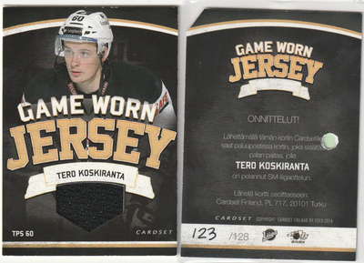 Tero Koskiranta Tps Jersey Cardset 2013-14