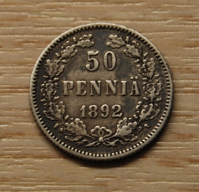 50 Penniä 1892 Hopeaa Aleksanteri III