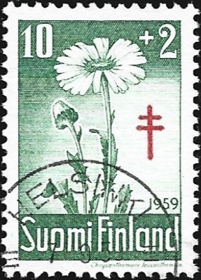 1959 TUB Päivänkakkara 10 + 2 mk alareuna LOISTO LaPe 509