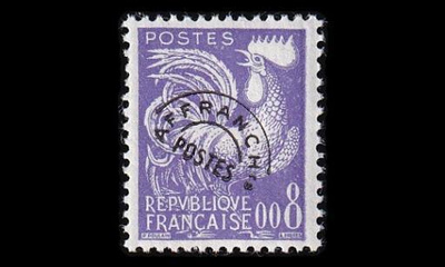 Ranska 1302 ** Ennakkomitätöinti kukko 0.08 Fr (1960)
