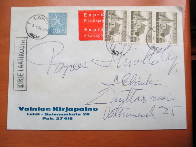 1964 Lahti  kirjelaatikosta pikaliikekuorella