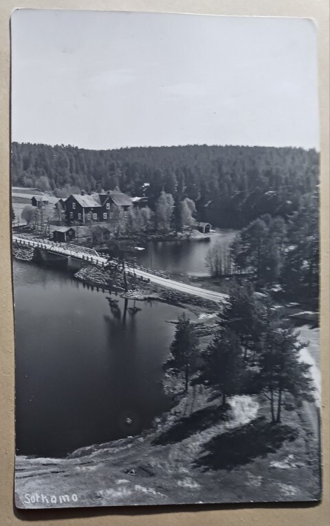 Sotkamo, vanha silta, asuintalo, vesistöä, vkpk, p. 1937