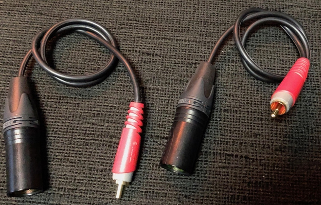 pari RCA - XLR uros adapterikaapeleita 50cm