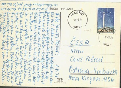 1971 30p Näsinneula postikortti CSR:ään
