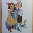 Lapset tuovat pullon kuohuvaa Joulujuomaa, p. 1912 + rivil. - pikkukuva 1