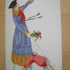 Postikortti Xavier Sager Art Deco Koira n. 1920 HUIPPUKUNTO - pikkukuva 1