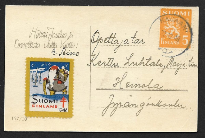 Postilähetys - Yl.m. 5mk 1946 (LAPE 311) Kajaani 22.12.1948