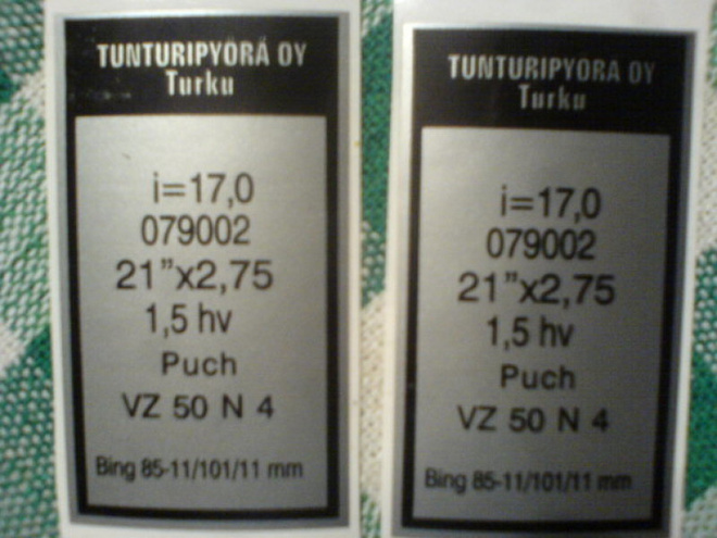 tyyppikilpi-tarra 079002 Tunturi Trial 1979