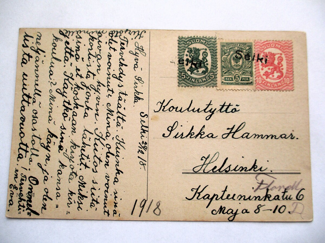 1918 Selki (Vihti) rivil sekapostitekortilla