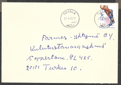 Postilähetys - MM kisat (LAPE 928) Toijala 27.6.1983